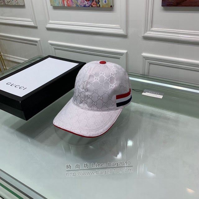 Gucci男女同款帽子 古馳三色織帶GG印花鴨舌帽棒球帽  mm1743